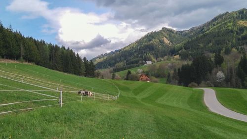 High angle view of landscape against sky