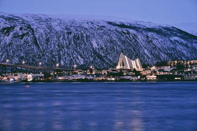 Illuminated buildings in norway