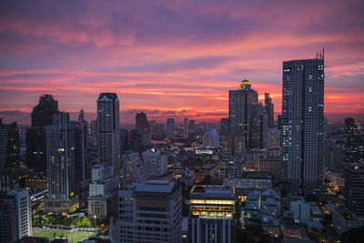 Sunset over thailand's busy capital bangkok