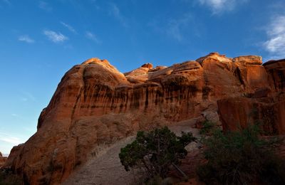 Rock formations on mountain against sky