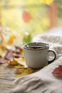 Close-up of coffee on table