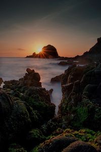 Scenic view of sea at sunset