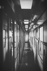 Empty corridor in train