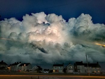 Storm clouds over town