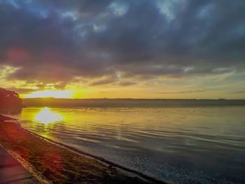 Scenic view of sea against cloudy sky