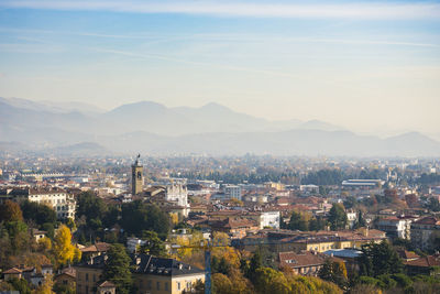 High angle view of townscape against sky