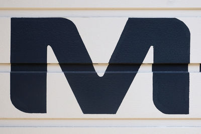 Close-up of letter m painting on wall