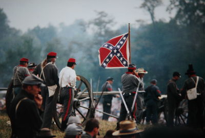 People walking on field