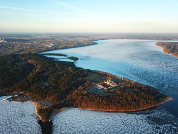 Aerial view of sea against sky