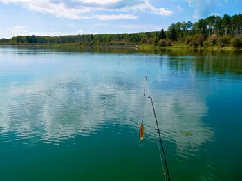 Fishing rod on lake