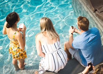 Group of people in swimming pool
