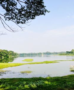 Scenic view of lake against sky