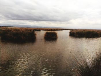 Scenic view of lake against sky
