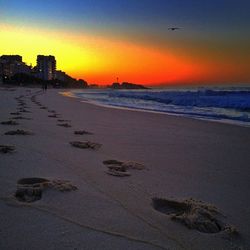 Scenic view of sea at sunset