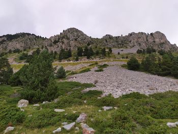 Scenic view of rocky mountains against sky