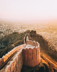 High angle view of nargarh fort in jaipur city india 