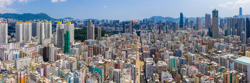 Aerial view of modern buildings in city