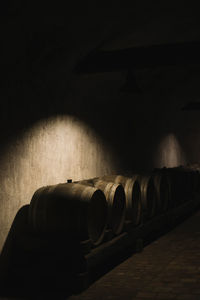 View of coffee beans in dark room