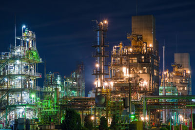 Illuminated buildings in city at night