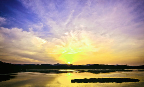 Scenic view of sunset over sea