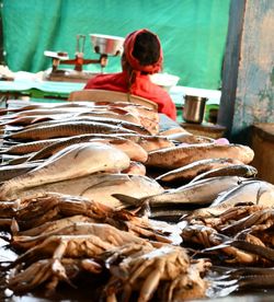 View of fish for sale at market