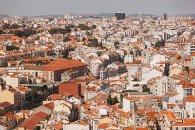 High angle view of townscape against sky