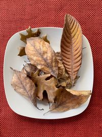 High angle view of food in plate