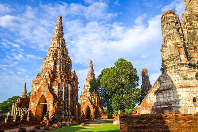 Panoramic view of old temple building against sky