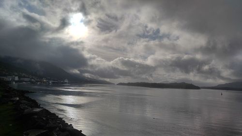 Scenic view of sea against cloudy sky