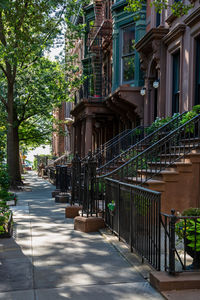 Street amidst trees and buildings in city