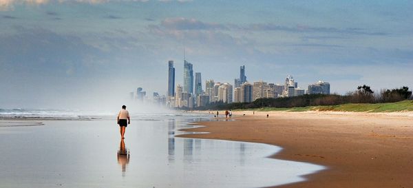 View of people on beach