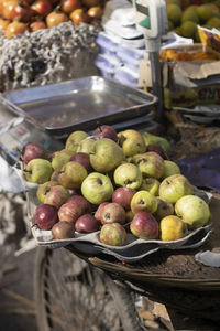 High angle view of fruits for sale in market