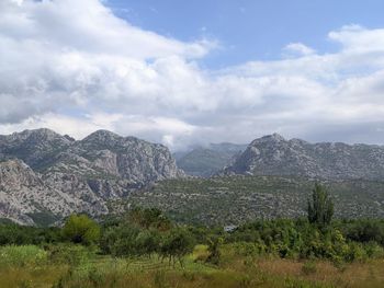 Scenic view of mountains against sky