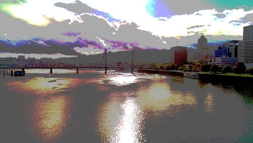 Reflection of buildings in water