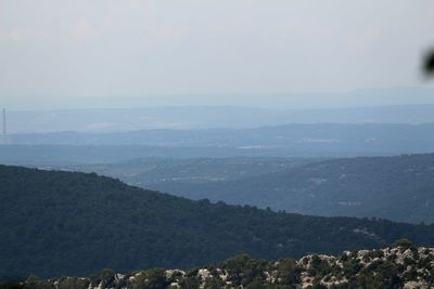 Scenic view of mountains against clear sky