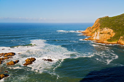 Scenic view of sea against clear sky