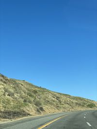 Road amidst landscape against clear blue sky