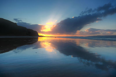 Scenic view of sea during sunset