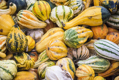 Full frame shot of pumpkins in market