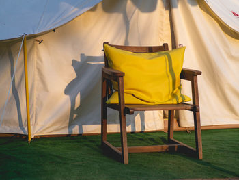 Empty chair on field