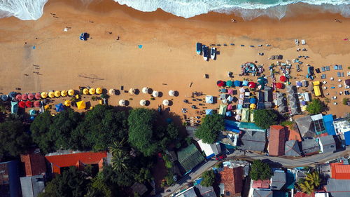 High angle view of crowd in city