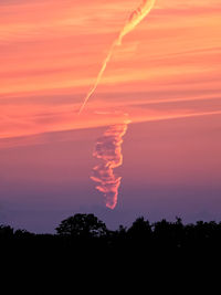 Low angle view of silhouette trees against sky during sunset