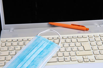 Close-up of computer keyboard on table