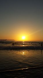 View of calm sea at sunset