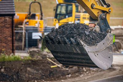 Tilt image of machinery at construction site