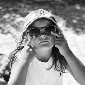 Portrait of girl wearing sunglasses