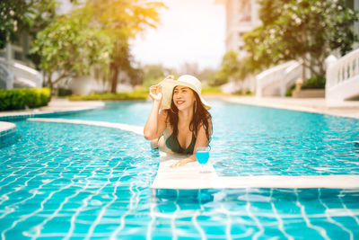 Woman in a swimming pool