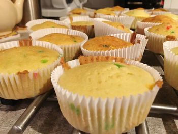 Close-up of cupcakes on table