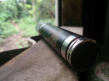 Close-up of window on table