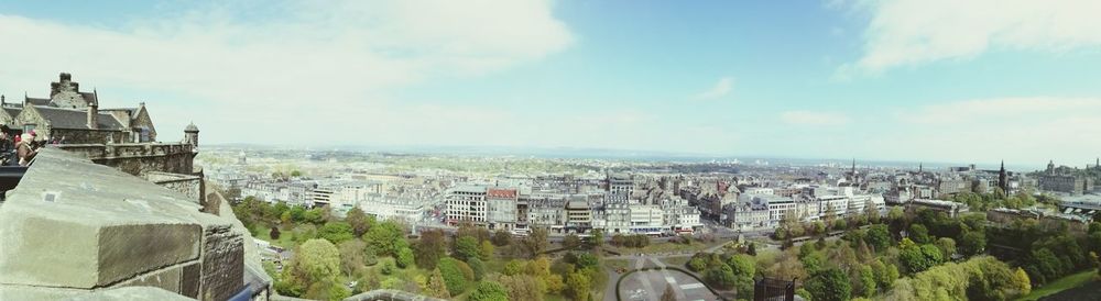 Panoramic view of cityscape against sky